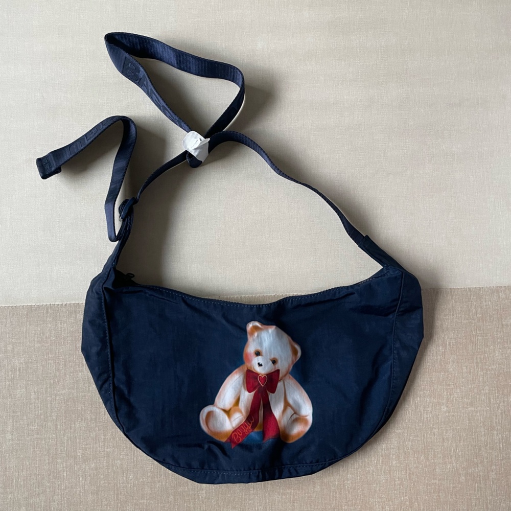 BAGGU UO Exclusive Teddy Bear Medium Nylon Crescent Bag